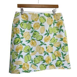 Talbots Womens Skirt Lemon & Lime Print Yellow Green Cotton Stretch.Sz 6